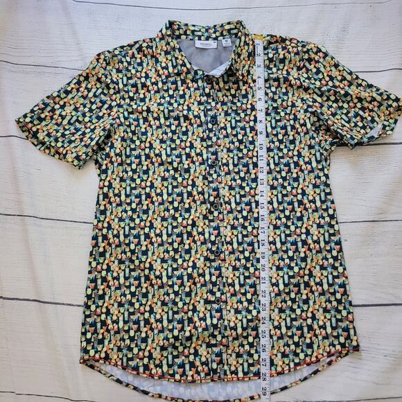 Projek Raw Size M Tropical Drink Print Short Sleeve Button Up Vacation Shirt - Picture 5 of 9